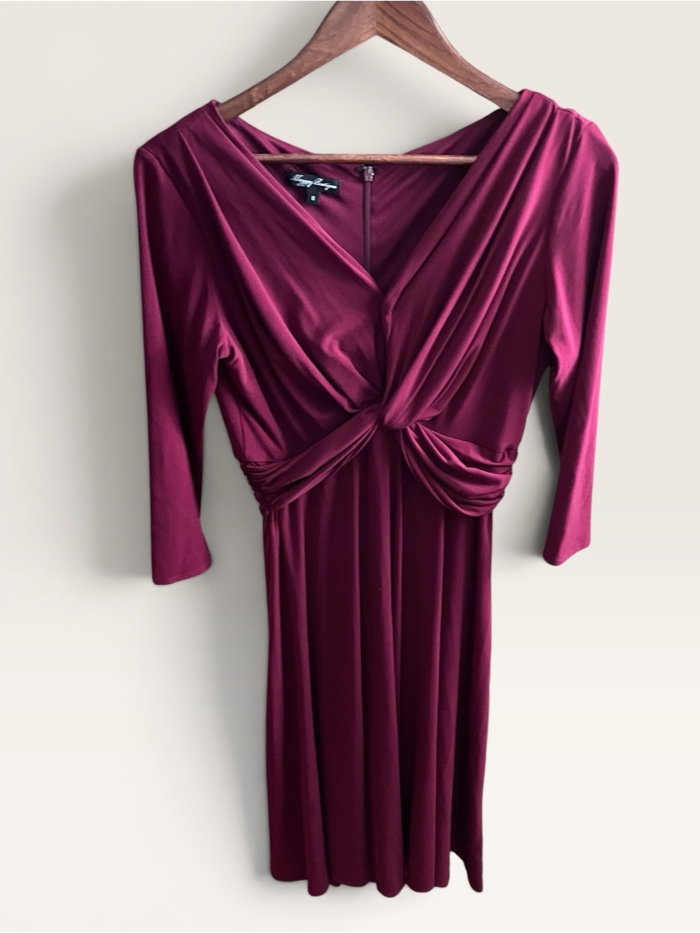 Maggy Boutique Burgundy Twist Front Dress Size 8